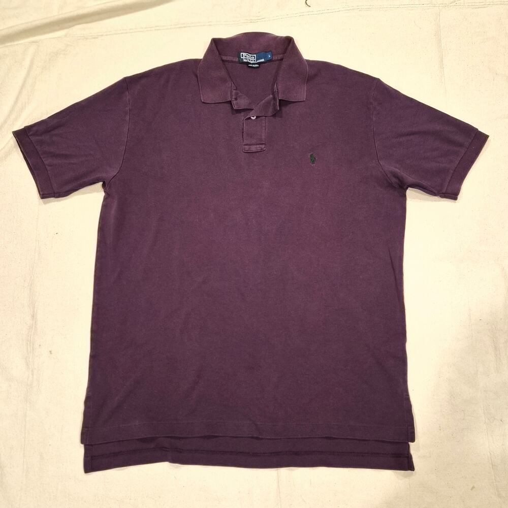 Vintage Polo Ralph Lauren Shirt L Burgundy Purple Faded Distressed‎ Indie Grunge